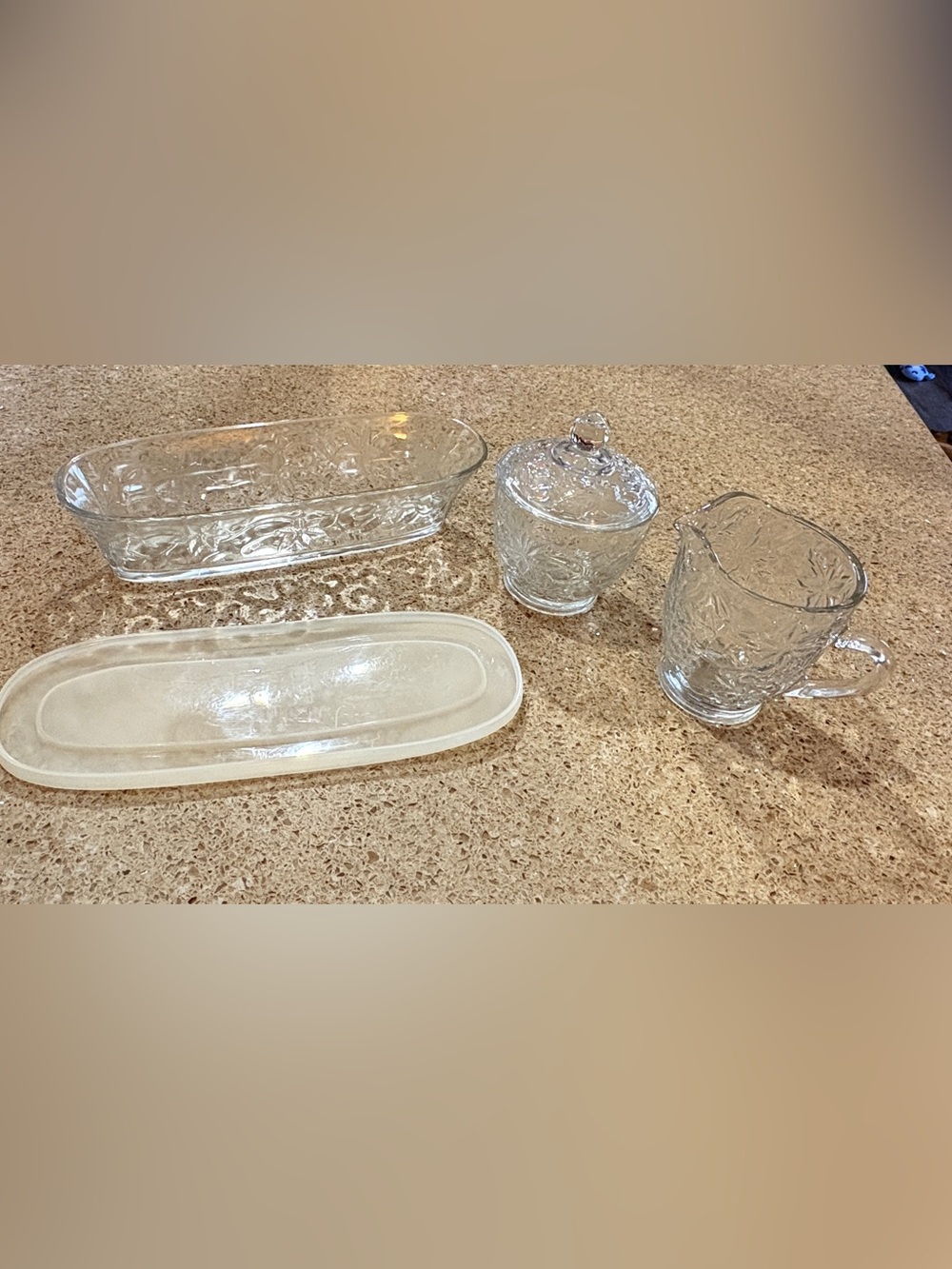 Pickle  Dish and Sugar Bowl/ Candy bowl and cream
